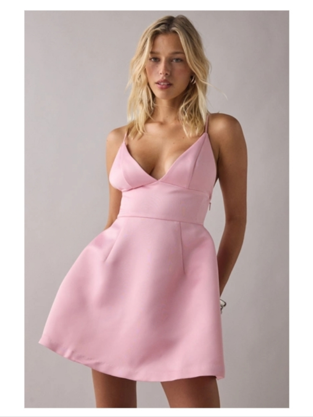 NWT Kimchi Blue Petit Fours Fit-and-Flare Pink Satin Dress ■ Size M